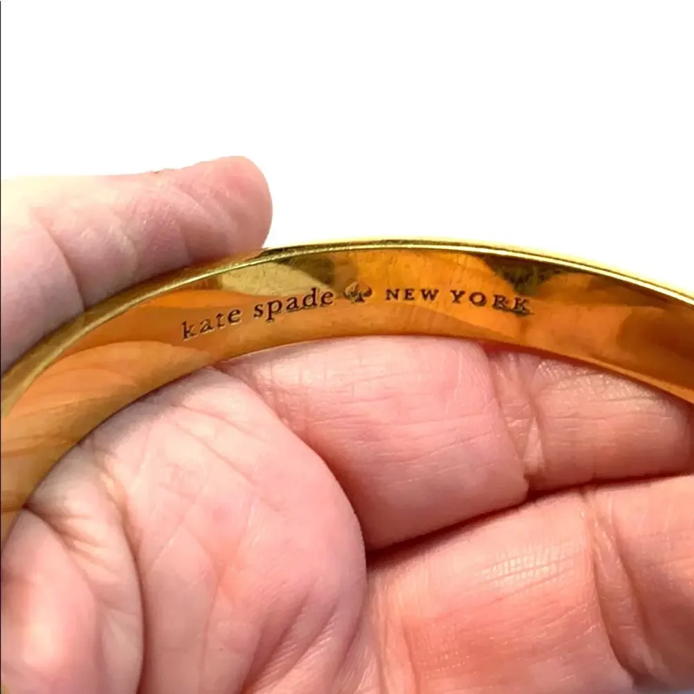Goldtone signed Kate Spade bangle bracelet colorful multicolor enamel spades - Picture 7 of 7